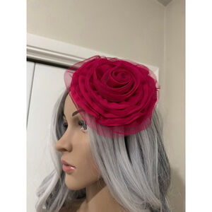 Women's Unbranded Fuchsia Mesh Rose Fascinator Headband One Size
